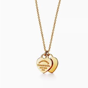 Tiffany&Co Double Mini Heart in Gold Necklace NWOT. Comes in Original Box